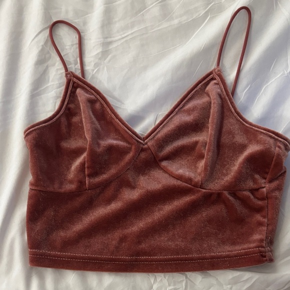 Tops - Velvet Cropped Cami Top